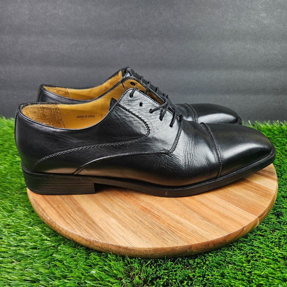 Men Mezlan Tavira Modern Cap Toe Oxford 9 Black Leather Dress Shoes Formal Spain